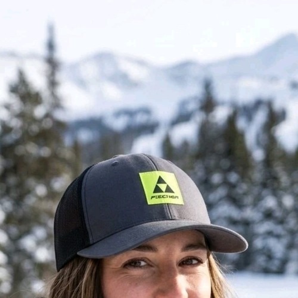 Fischer Men's Black Snapback Trucker Hat Neon Yellow Logo